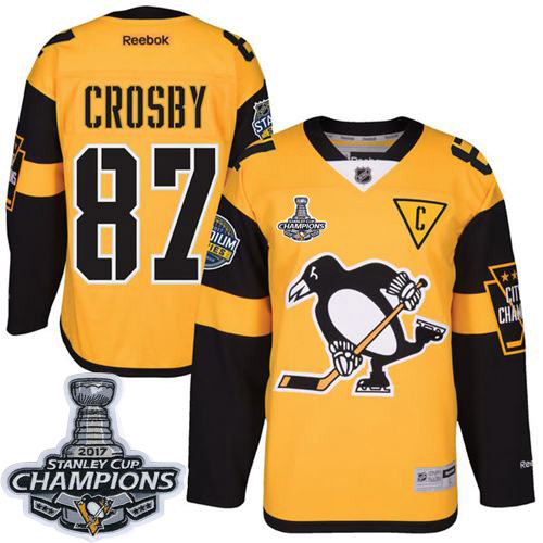 Penguins #87 Sidney Crosby Gold Stadium Series Stanley Cup Finals Champions Stitched NHL Jersey